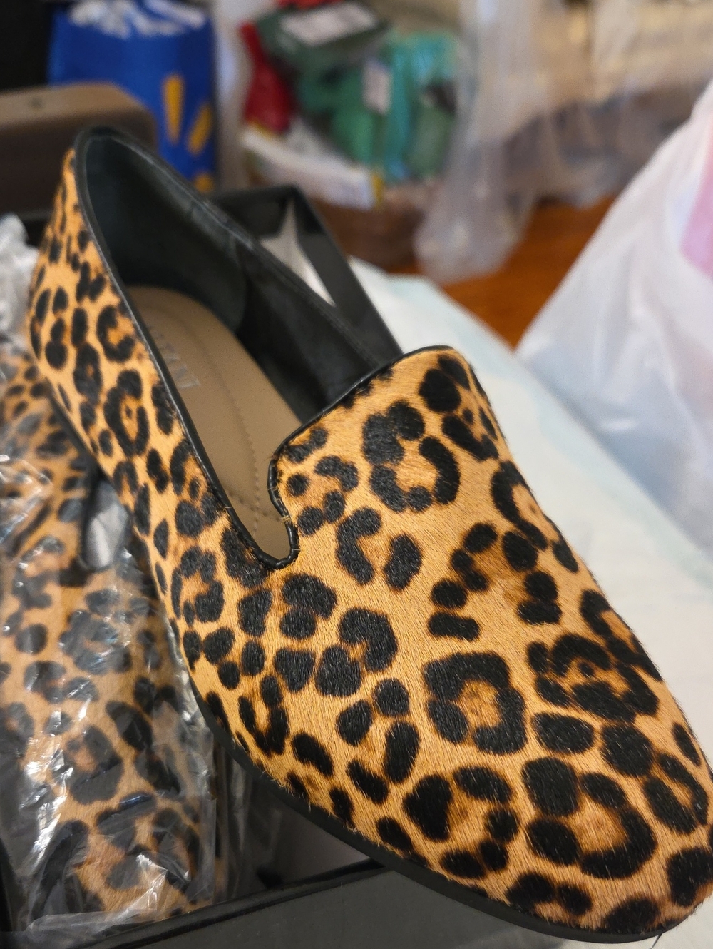 Alfani Leopard-Print Faux Haircalf Slip-On Loafer - Black, Tan